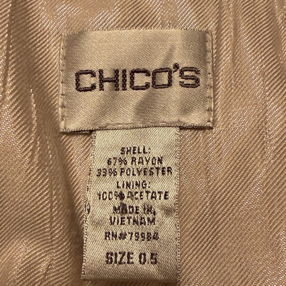 Chico's Elegant Shimmering Silver Cream Textured Dress - Picture 7 of 8